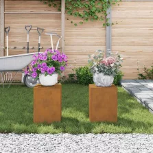   vidaXL Növényállvány 2 pcs Rozsdás 24 x 24 x 35 cm Időjárásálló acél