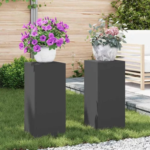 vidaXL Növényállvány 2 pcs Fekete 24 x 24 x 55 cm Acél