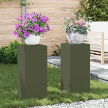   vidaXL Növényállvány 2 pcs Oliva zöld 24 x 24 x 55 cm Acél
