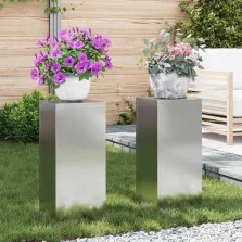   vidaXL Növényállvány 2 pcs Ezüst 24 x 24 x 55 cm Horganyzott acél