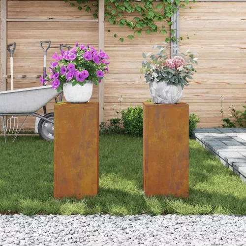 vidaXL Növényállvány 2 pcs Rozsdás 24 x 24 x 55 cm Időjárásálló acél