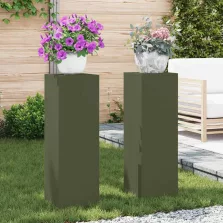   vidaXL Növényállvány 2 pcs Oliva zöld 24 x 24 x 75 cm Acél