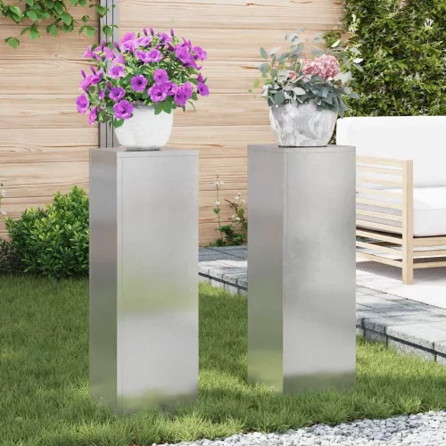 vidaXL Növényállvány 2 pcs Ezüst 24 x 24 x 75 cm Rozsdamentes acél