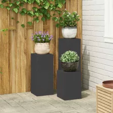 vidaXL Növényállvány 3 pcs Fekete Acél