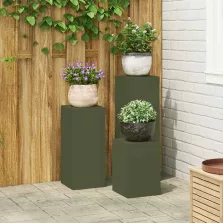 vidaXL Növényállvány 3 pcs Oliva zöld Acél