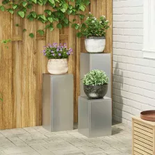 vidaXL Növényállvány 3 pcs Ezüst Horganyzott acél