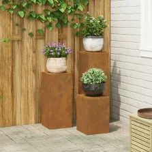   vidaXL Növényállvány 3 pcs Rozsdás Időjárásálló acél