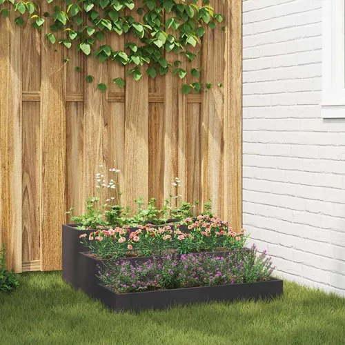 vidaXL Kerti cserép Fekete 90 x 90 x 35 cm Hidegen hengerelt acél