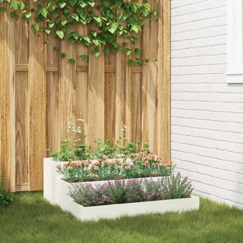 vidaXL Kerti cserép Fehér 90 x 90 x 35 cm Hidegen hengerelt acél