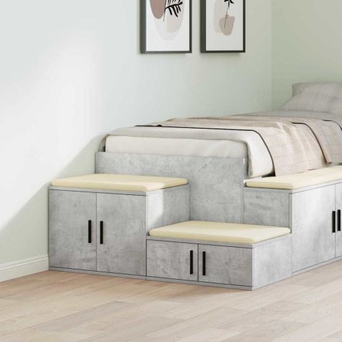 vidaXL Tárolószekrény 2 pcs Beton Szürke 127 x 41 x 40 cm Faanyag