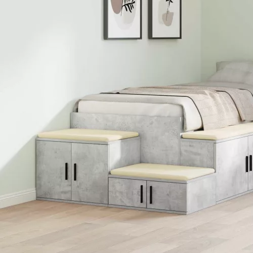 vidaXL Tárolószekrény 2 pcs Beton Szürke 118 x 41 x 40 cm Faanyag