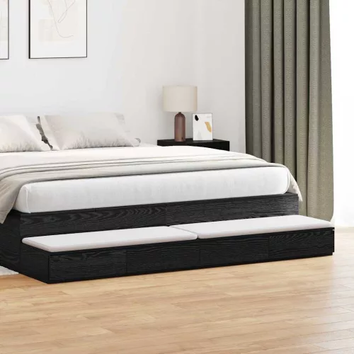 vidaXL Ágyfiókok fiókkal Fekete tölgy 200 x 36,5 x 16,5 cm Faanyag