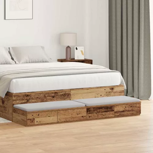 vidaXL Ágyfiókok fiókkal Öreg fa 140 x 36,5 x 16,5 cm Faanyag