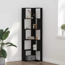   vidaXL Sarok Könyvespolc Musta tammi 50 x 50 x 179 cm Faanyag