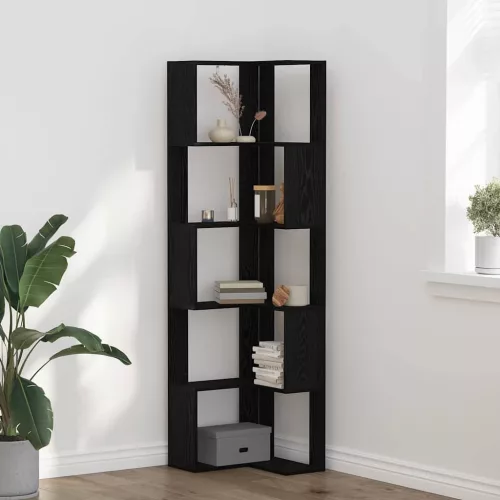 vidaXL Sarok Könyvespolc Musta tammi 50 x 50 x 179 cm Faanyag