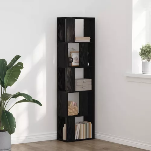 vidaXL Könyvespolc Musta tammi 45 x 23.5 x 162.5 cm Faanyag