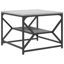   vidaXL Dohányzóasztal polccal - Szürke sonoma - 51x50x40 cm - Összeszerelt fa