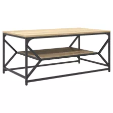   vidaXL Dohányzóasztal polccal Sonoma tölgy 90x50x40 cm Szerelt fa
