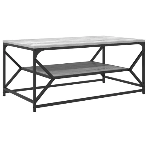 vidaXL Dohányzóasztal Polccal Szürke Sonoma 90x50x40 cm Műgyanta Fa