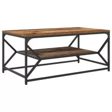   vidaXL Kávézóasztal Polccal Régi Fa 90x50x40 cm Mérnöki Fa