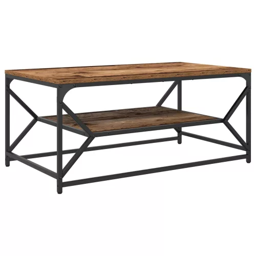 vidaXL Kávézóasztal Polccal Régi Fa 90x50x40 cm Mérnöki Fa