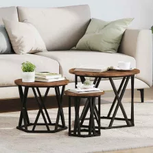   vidaXL Fészek oldalsó asztal 3 pcs Füstölt tölgy Műszaki fa és acél