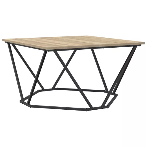 vidaXL Kávézóasztal Sonoma Tölgy 80x80x45 cm Műanyag