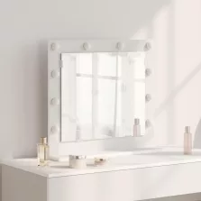   vidaXL Toalett Tükör tükörrel Fehér 60 x 55 x 18 cm Üveg és mérnöki fa
