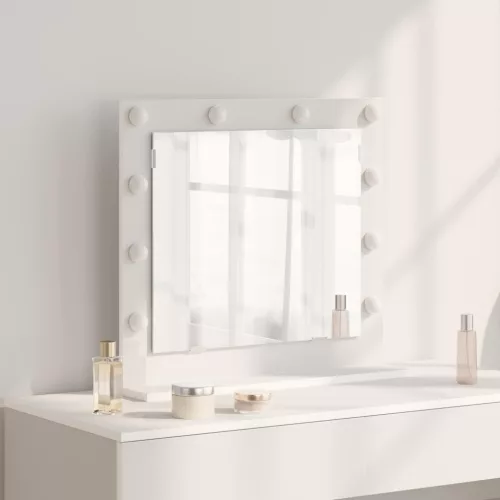 vidaXL Toalett Tükör tükörrel Fehér 60 x 55 x 18 cm Üveg és mérnöki fa