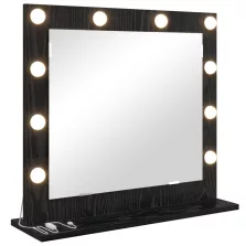   vidaXL LED világítással rendelkező sminktükör fekete tölgy 60x55x18 cm