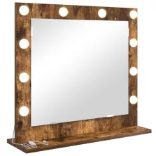   vidaXL Tükör LED világítással Füstölt tölgy 60x55x18 cm