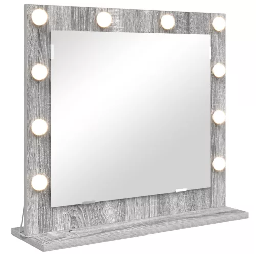 vidaXL LED világítással ellátott tükör Szürke Sonoma 60x55x18 cm