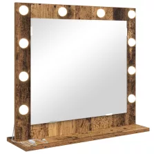   vidaXL LED világítással ellátott tükör, régi fa, 60x55x18 cm