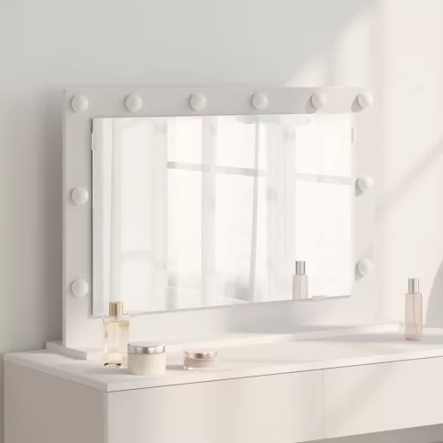 vidaXL Toalett Tükör tükörrel Fehér 80 x 15 x 18 cm Üveg és mérnöki fa