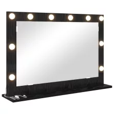   vidaXL LED világítással ellátott sminktükör Fekete tölgy 80x55x18 cm