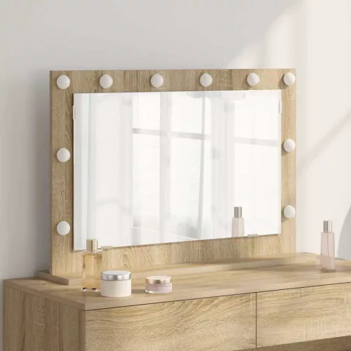 vidaXL Toalett Tükör Sonoma tölgy 80 x 55 x 18 cm Üveg és mérnöki fa
