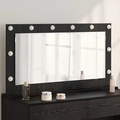 vidaXL Toalett Tükör Fekete tölgy 100 x 55 x 18 cm Üveg és mérnöki fa