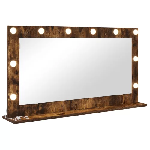 vidaXL pipere tükör Füstölt tölgy Fa, Üveg 100 x 55 x 18 cm Pipere tükör