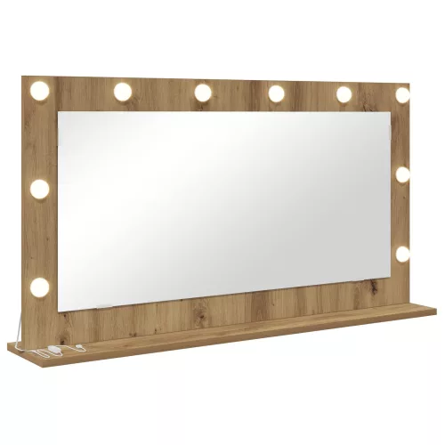 vidaXL Pipere Tükör Kézműves tölgy Fa és üveg 100 x 55 cm Pipere tükör