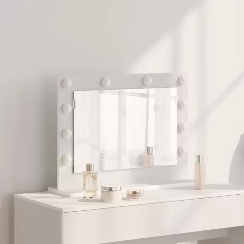 vidaXL Toalett Tükör tükörrel Fehér 60 x 45 x 18 cm Üveg és mérnöki fa