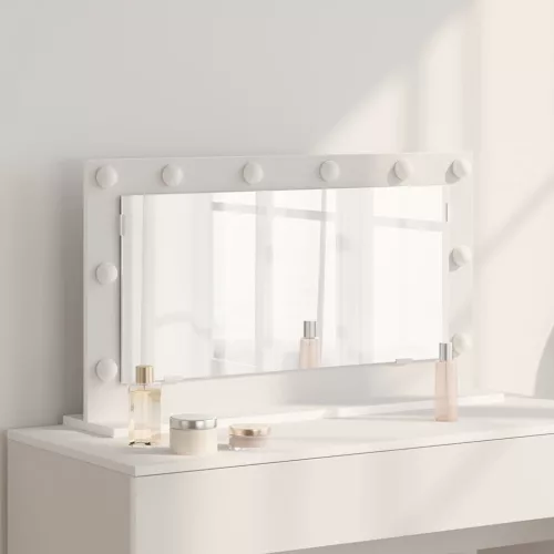 vidaXL Toalett Tükör tükörrel Fehér 80 x 45 x 18 cm Üveg és mérnöki fa