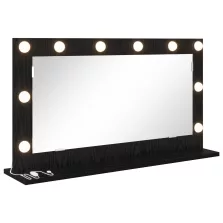   vidaXL LED világítással ellátott tükör fekete tölgy 80x45x18 cm