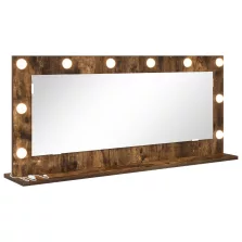 vidaXL Tükör LED fényekkel Füstölt tölgy 100x45x18 cm