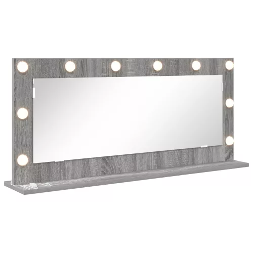 vidaXL Sminktükör LED Fényekkel Szürke Sonoma 100x45x18 cm