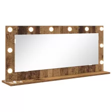   vidaXL LED világításos sminktükör, régi fa, 100x45x18 cm