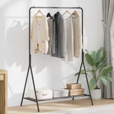 vidaXL Ruhafogó tárolóval Fekete 100 x 56 x 154 cm Acél
