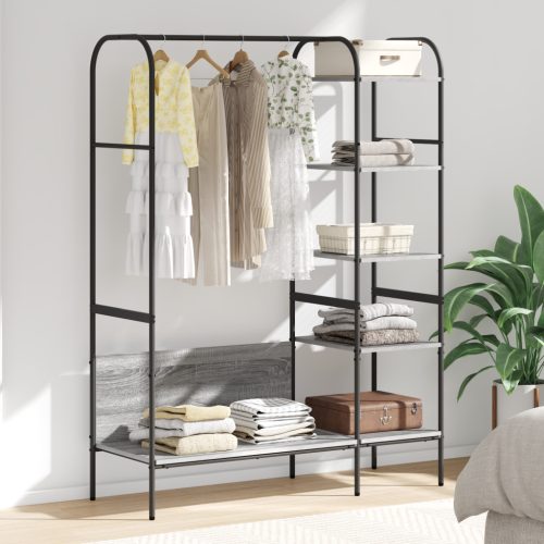 vidaXL Ruhásszekrény Polcokkal Szürke Sonoma 120x44x160 cm Mérnöki Fa