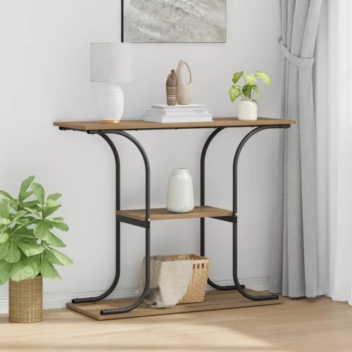 vidaXL Konzolasztal kézműves tölgy 101 x 35 x 80.5 cm Faanyag
