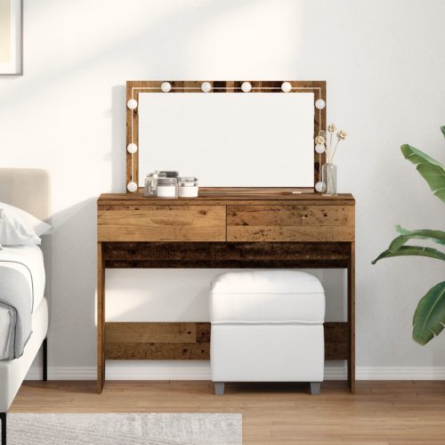 vidaXL LED-es sminktükör régi fa 100x40x120 cm