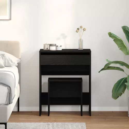 vidaXL Fésülködőasztal tükörrel Fekete tölgy modern fa